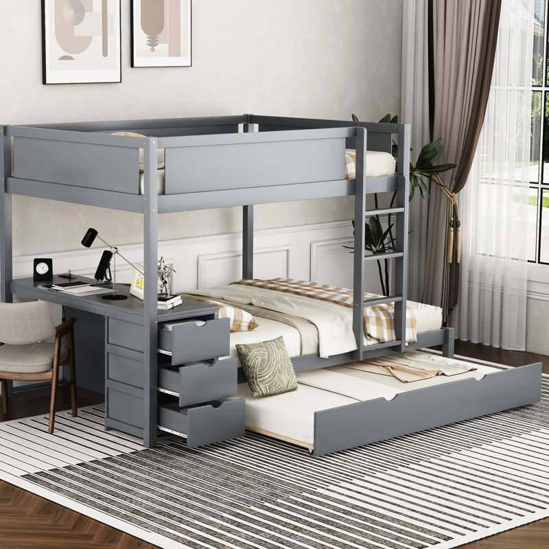 Lit superposé avec bureau, lit gigogne simple, lit gigogne gris, ports, rangement dans le bureau pour le décor de la chambre à coucher