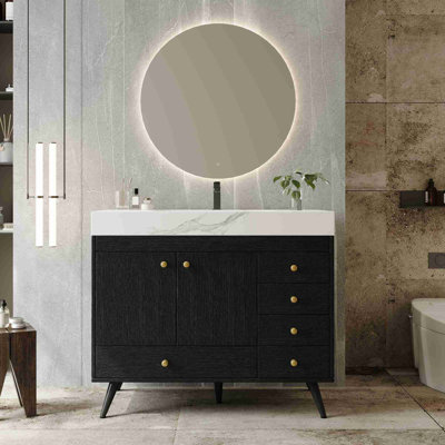 Meuble-lavabo de salle de bain avec lavabo en céramique