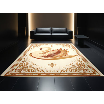 Tapis oriental beige lavable à la machine Pavnes Swan