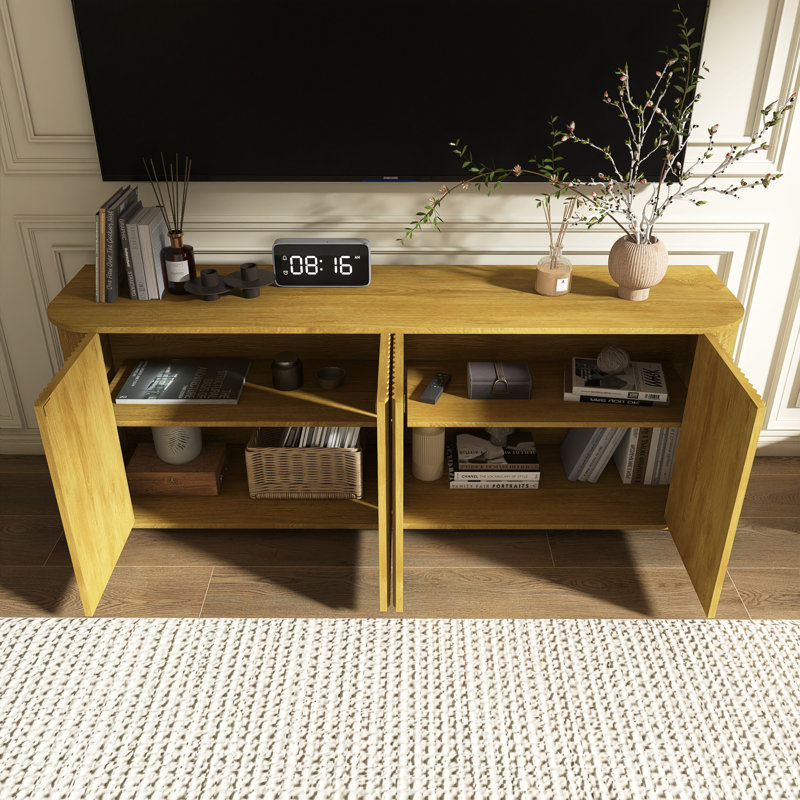 Meuble télé 64 po avec tablettes réglables, Naturel