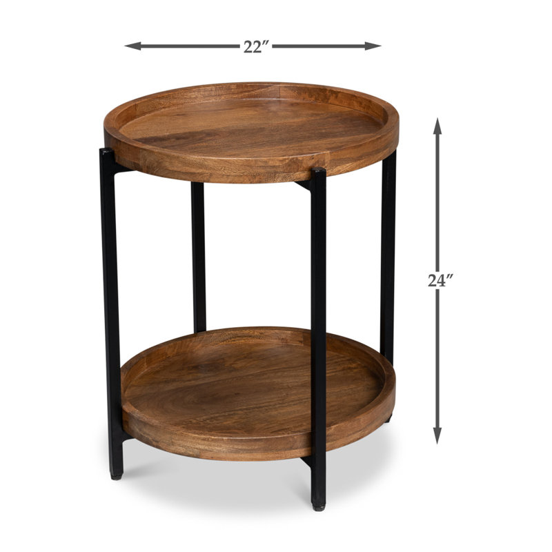 Profile Solid Wood Tray Top End Table