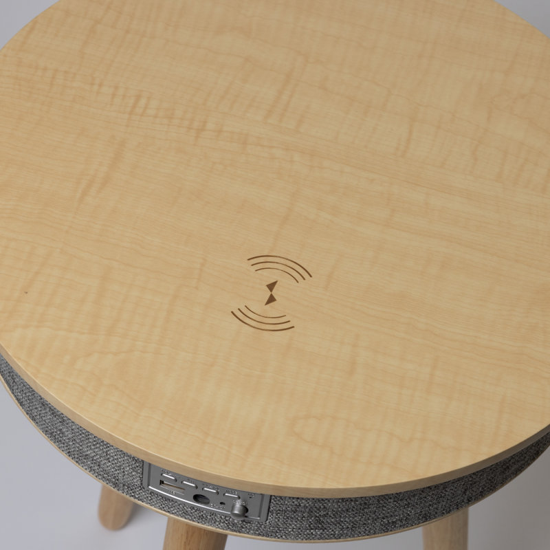 Rusée Smart Table with Speaker & Wireless Charger, Ashwood
