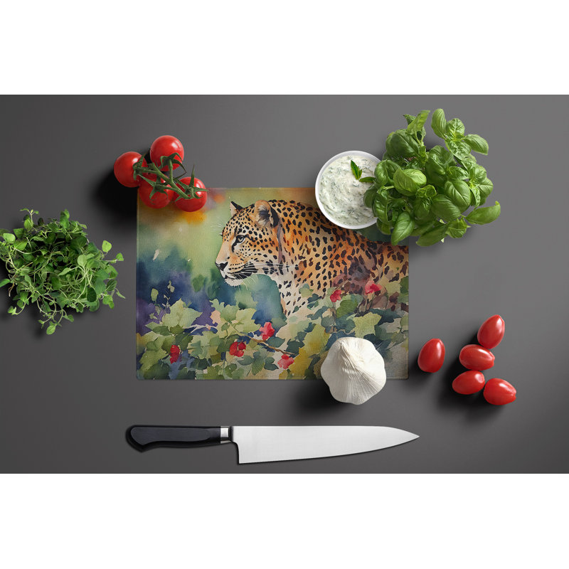 Leopard Glass Cutting Board Large