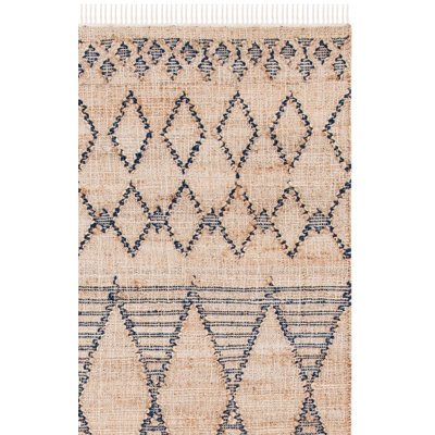 Tapis noir / brun en jute / laine / coton à tissage plat Arijus