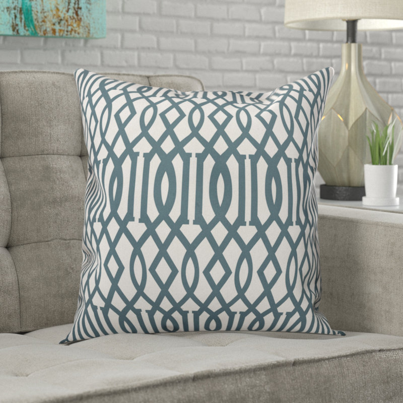 Housse de coussin en treillis roswell ardoise impériale, 16 po x 1 po