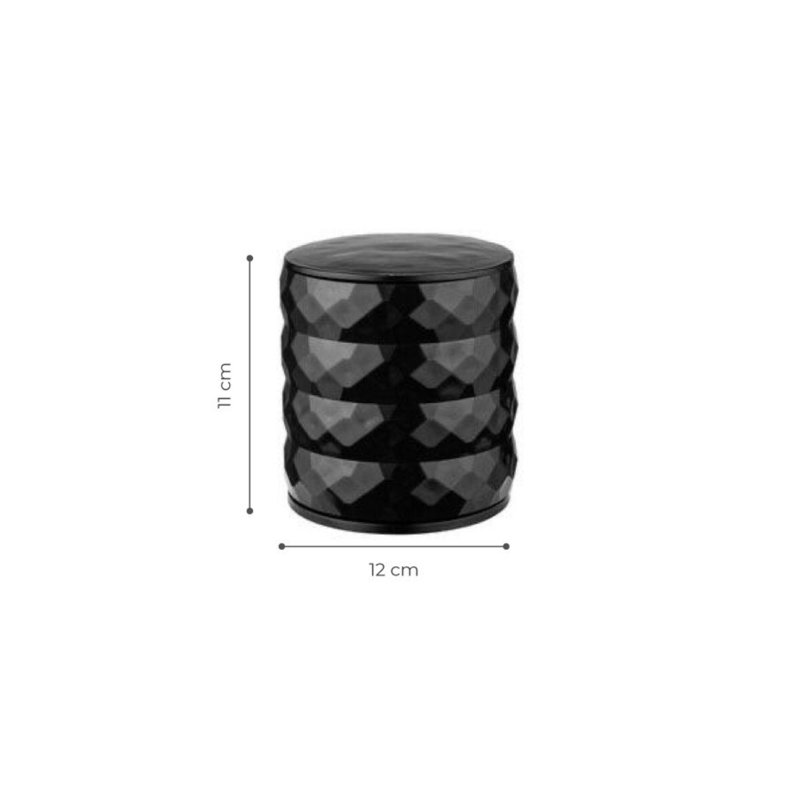 Organisateur de maquillage élégant, noir, 4,3 po x 4,3 po x 4,7 po | 100% plastique sans BPA, va au lave-vaisselle | Parfait pour les cosmétiques, les outils et les accessoires de beauté | Conception compacte pour un rangement facile dans n'importe quel espace