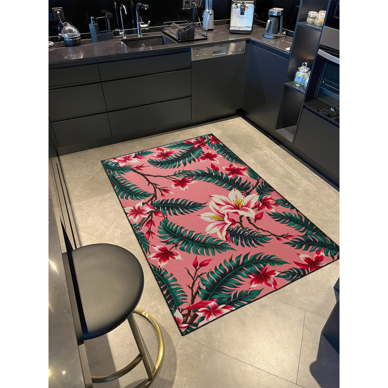 Tapis décoratif moderne à motif floral et à feuilles Paris Collection Paris, Rectangle 3 pi 11,24 po x 5 pi 10,87 po