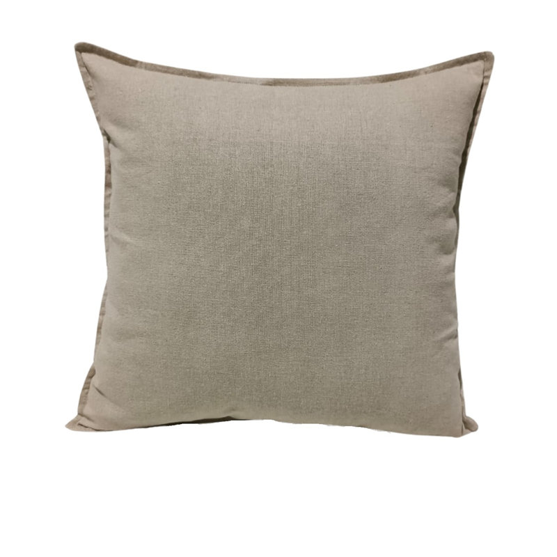 Housse de coussin en coton uni, Beige, Carré 18 po