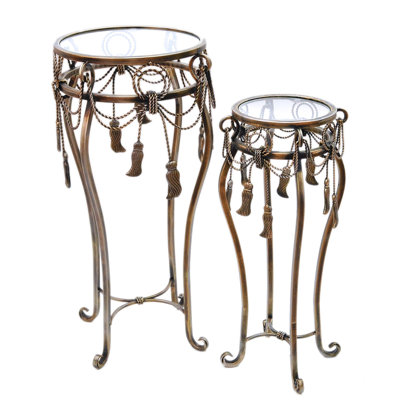 Glass Top Cross Legs Nesting Tables