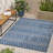 Blue Rectangle Polypropylene 5'3"x7' Rug