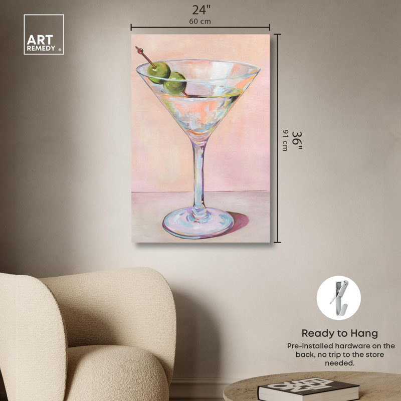 "Cocktail Time", impression côtière tendance par , H 36 po x l 24 po, Toile tendue