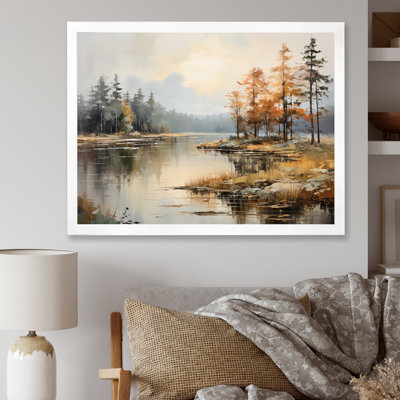 Lakeside Fall Foliage Serenity II - Lake River Wall Art