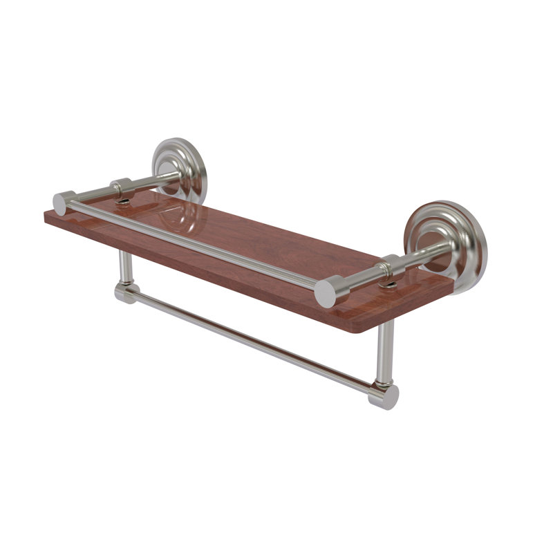 Leamore Bracket Shelf with Towel Bar, 5" H x 16" W x 5" D, Satin Nickel