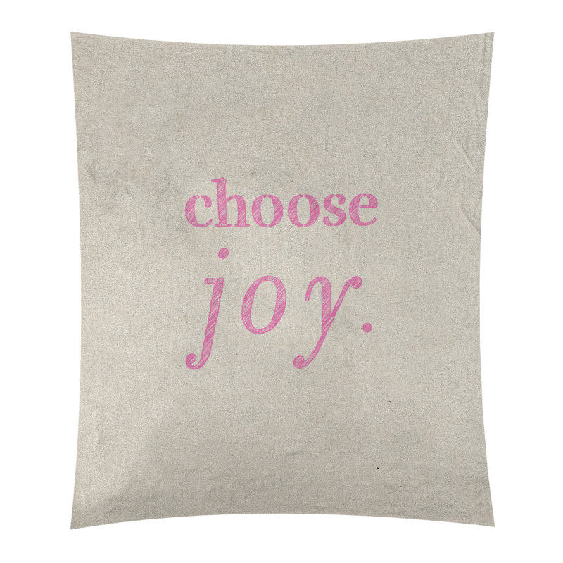 Tapisserie de polyester, choisir la joie citation, H 60 po x l 51 po, Blanc / Rose