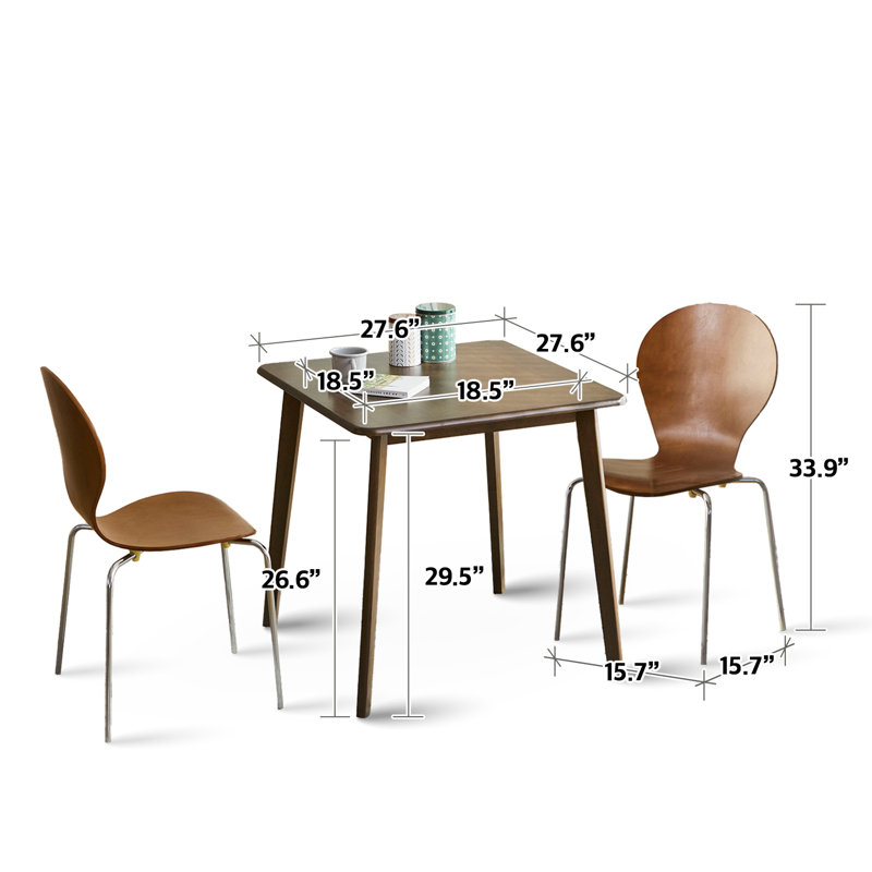 Rowley 2 - Person Rubberwood Solid Wood Modern Dining Table Set, Walnut