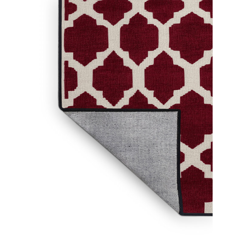 Tapis rouge en treillis lavable à la machine, Rectangulaire 2 pi x 3 pi