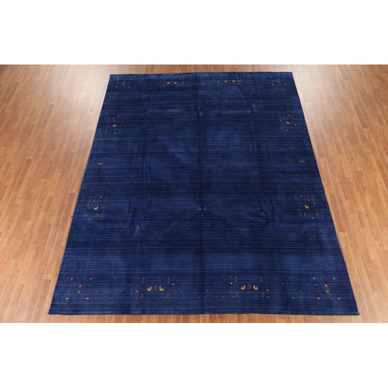 Tapis tribal rayé bleu Gabbeh 9