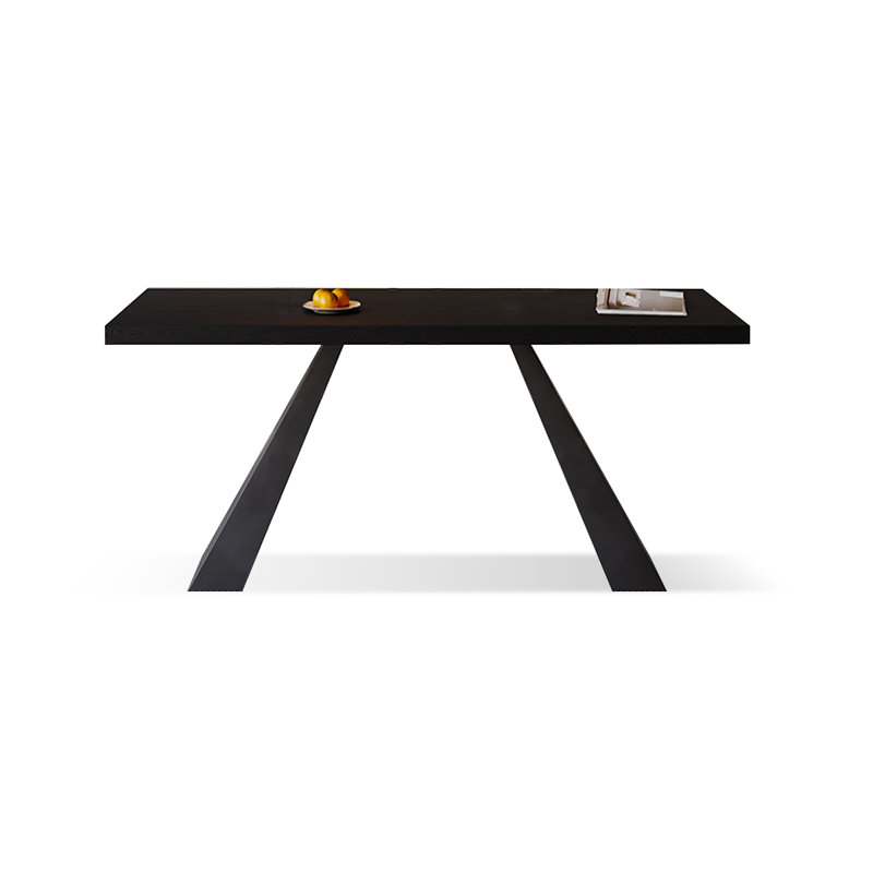 Black Rectangular Solid Wood+Iron Butterfly Leaf Dining Table, 29.53"H x 55.12"L x 31.5"W