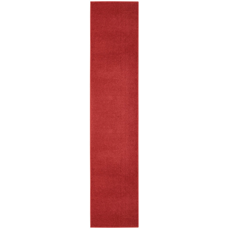 Tapis intérieur / extérieur rouge Mullican Sandy, Tapis de couloir 2 pi 2 po x 18 pi