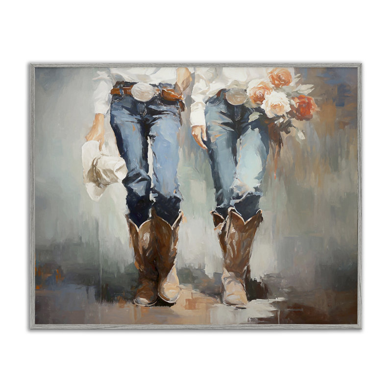 «Floral Cowgirl pair», art de la giclée encadrée par Ramona Murdock, Estampe numérique Farmhouse, H 11 po x l 14 po