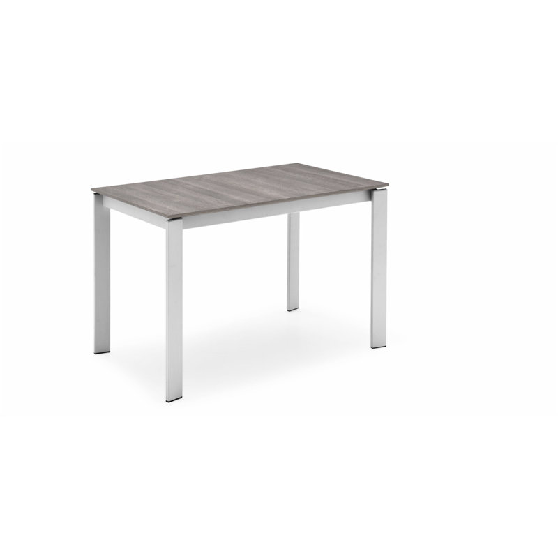 Eminence Extendable Solid Wood Dining Table, Matte Optic White, 35.5" W x 51.25" L, Beton Gray Melamine