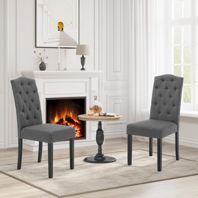 Alera 49cm H Linen Upholstered Parsons Chair, Dark Grey Linen