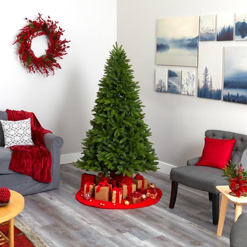 Sapin de Noël vert artificiel avec lumières blanches claires, H 6 pi