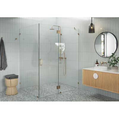 Halo 60 in. x 48 in. x 78 in. 90-degree Fully Frameless Glass Hinged Shower Enclosure