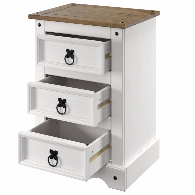 Wiete 17.72'' W Nightstand, White Wash/Antique Brown