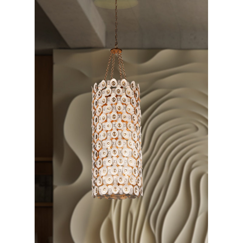 Fawn Gold Coconut Shell 12-Light Pendant Chandelier
