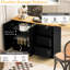 Buffet 89,7 po multifonctionnel avec table de salle à manger escamotable, tablette réglable, tiroirs spacieux et surface peinte lisse pour un espace de rangement extensible de 47 po-131142526
