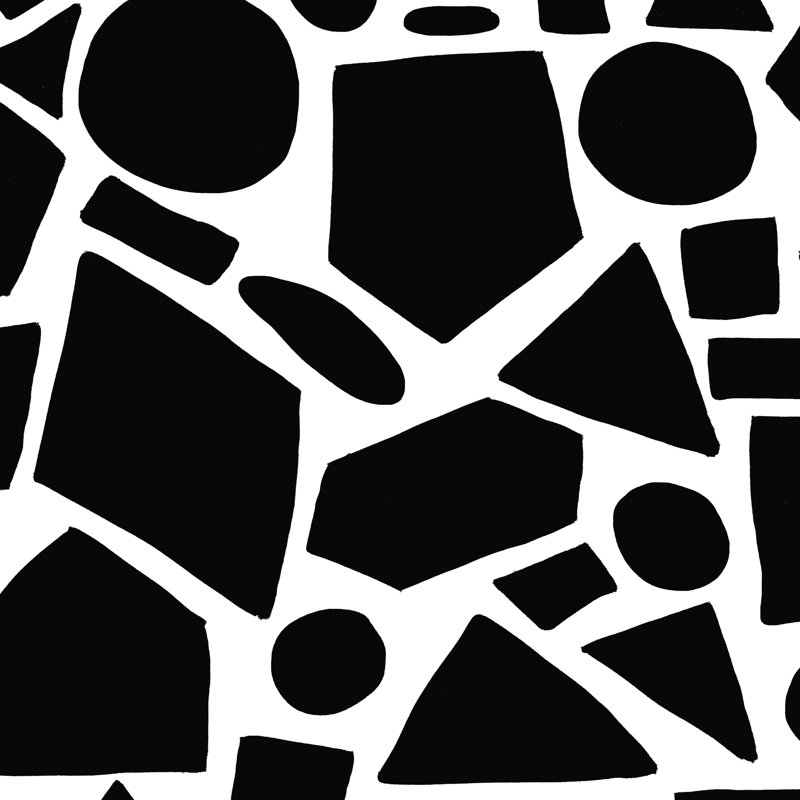 «Black and White Shapes Abstract», impression sur toile tendue, H 12 po x l 12 po