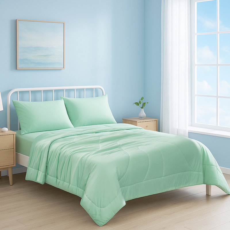 Soft Double Sided Bed Cooling Comforter for Hot Sleepers Night Sweats, Q-Max > 0.45, Twin XL, Green