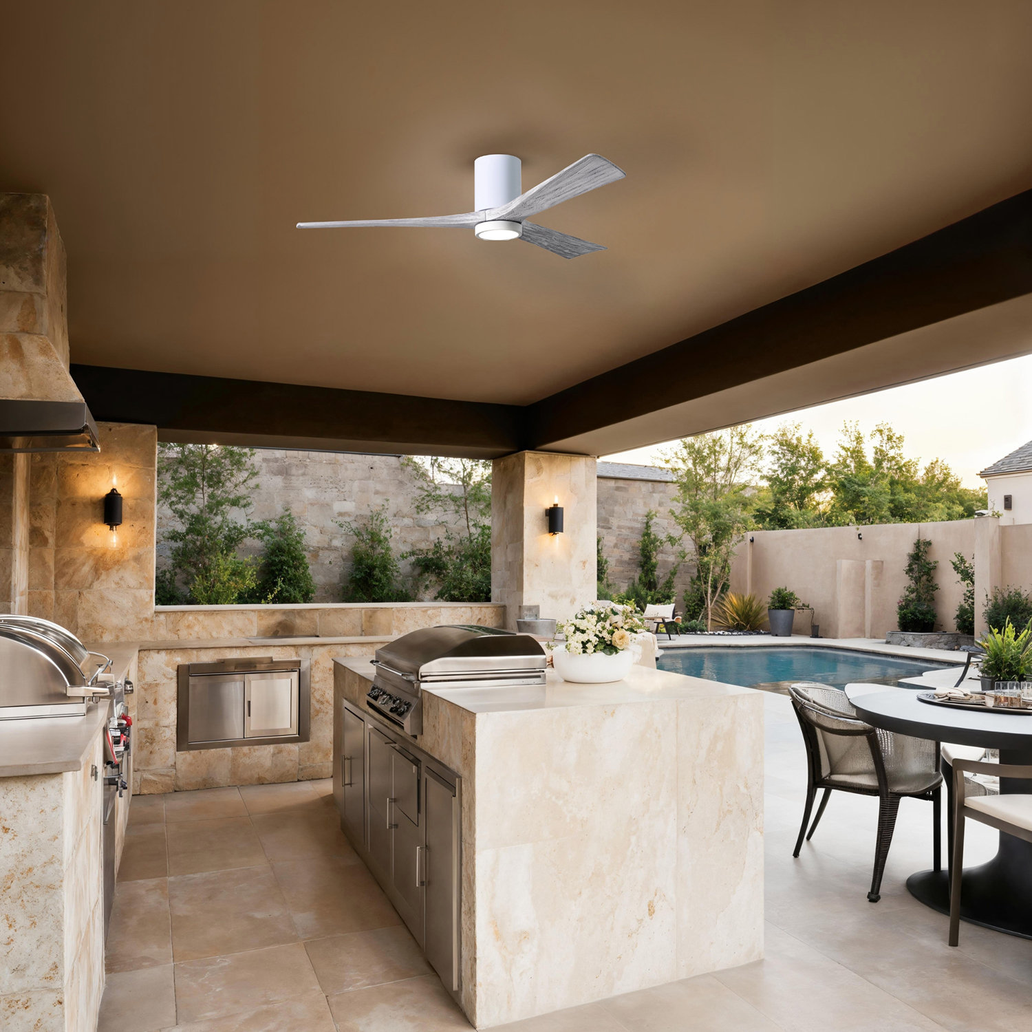 Olivier Ceiling Fan with LED Light Kit, Gloss White, 60", Barn Wood Tone