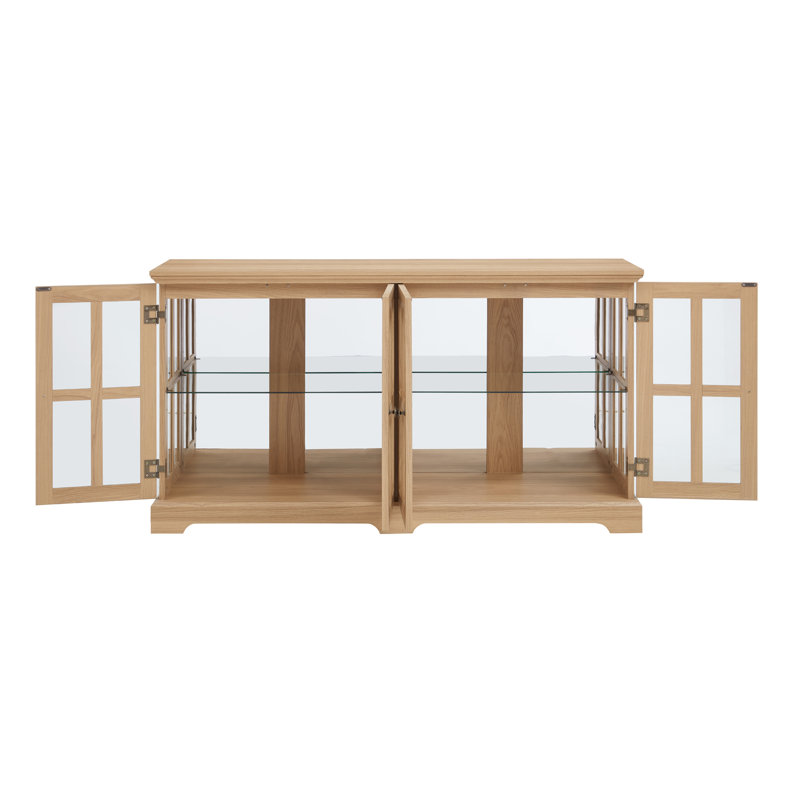 Buffet de 59 po de largeur avec portes en verre, Chêne