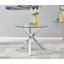 Seline Modern Round Dining Table Set in Glass and Chrome with 4 Quilted Faux Leather Dining Chairs-776221824