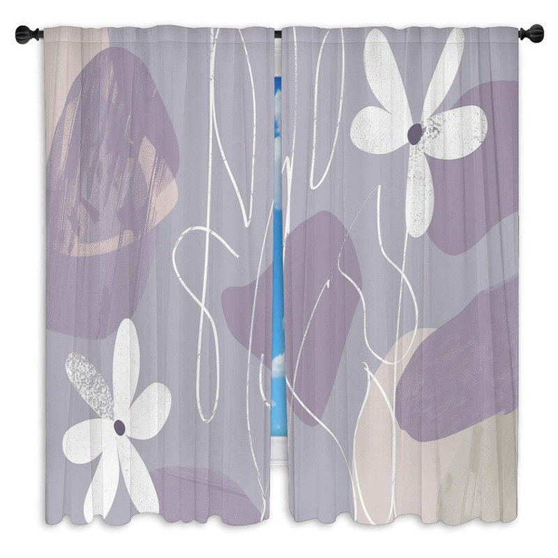 Botanical Window Curtains  Cool pattern Abstract Drapes - 2 Panels 14384, L 20 po x L 52 po