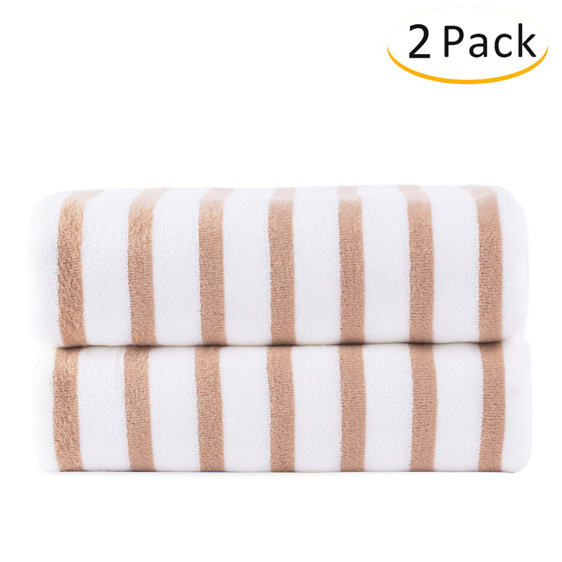 Ensemble de serviettes de bain 2 pièces Sonja, Rayé café