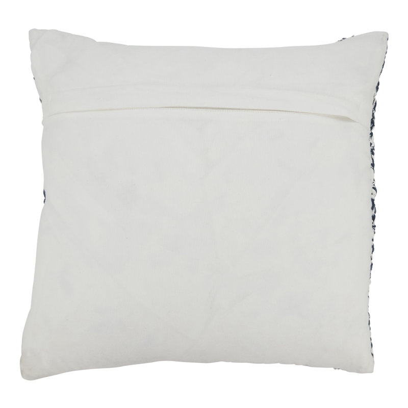Coussin décoratif intérieur / extérieur en polyester Raffia Collection, Blanc / bleu