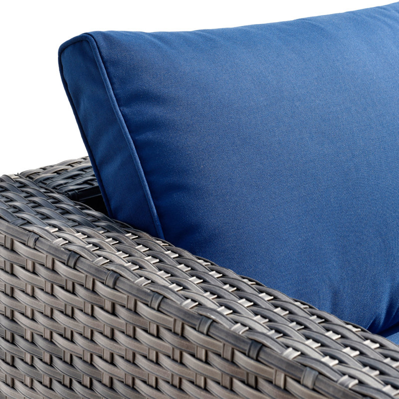 Ensemble de conversation pour 4 personnes avec coussins, Bleu