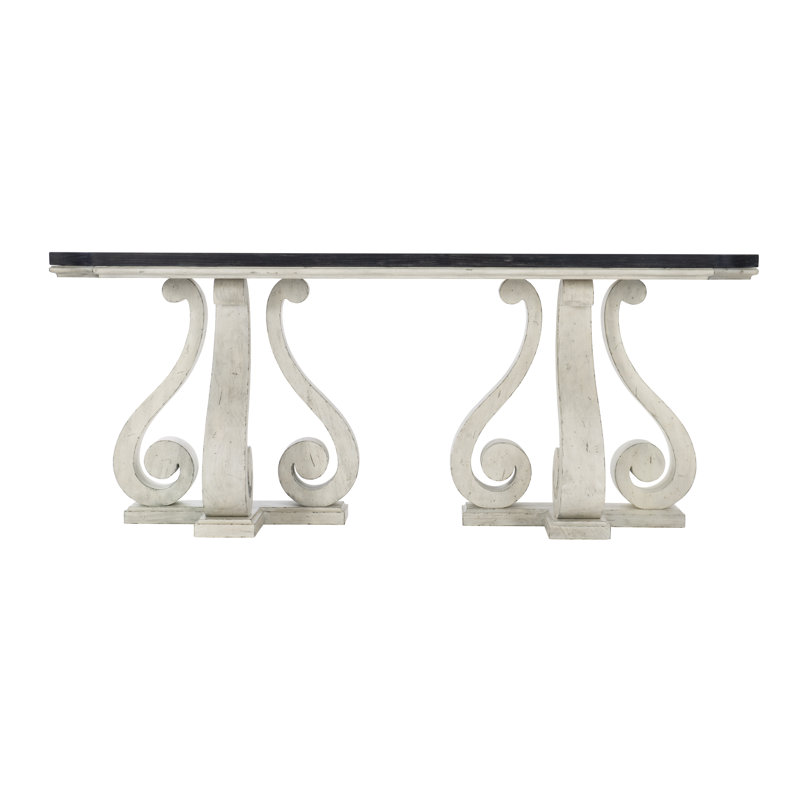 Mirabelle French Country 80'' Black and Off-White Console Table with Storage
