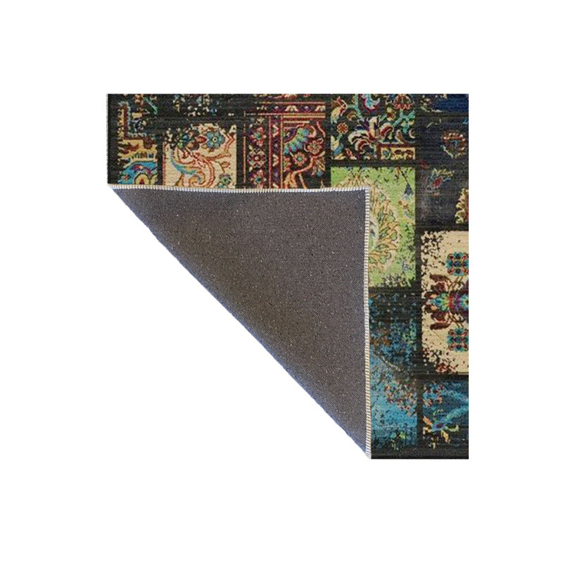 Tapis noir lavable à rayures, Sous-tapis rectangulaire de 3 pi 3 po x 4 pi 11 po