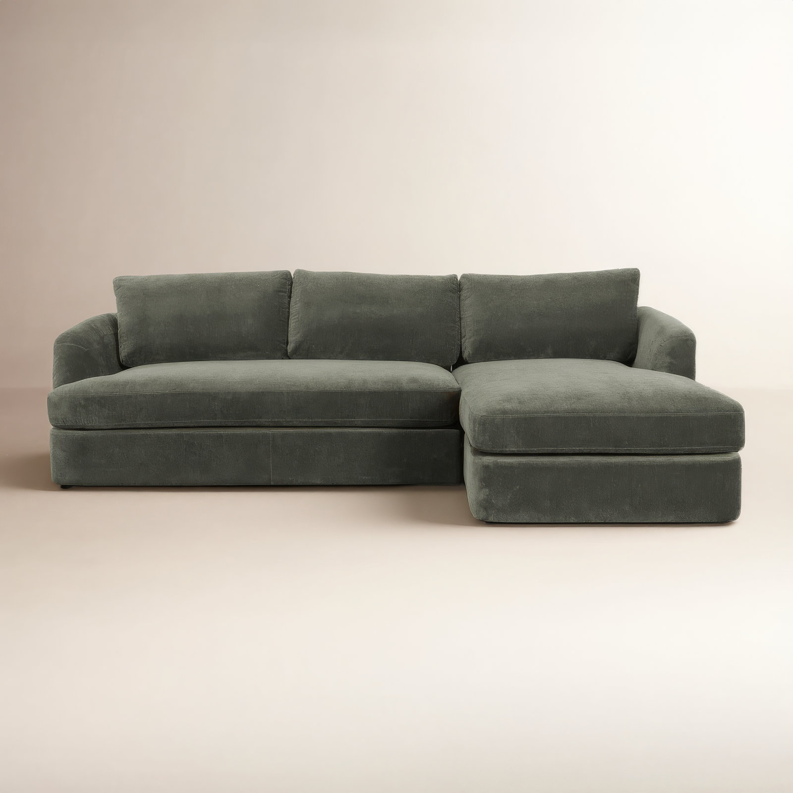 Alameda 109" Velvet Chaise Sectional, Right Hand Facing, Juniper Velvet