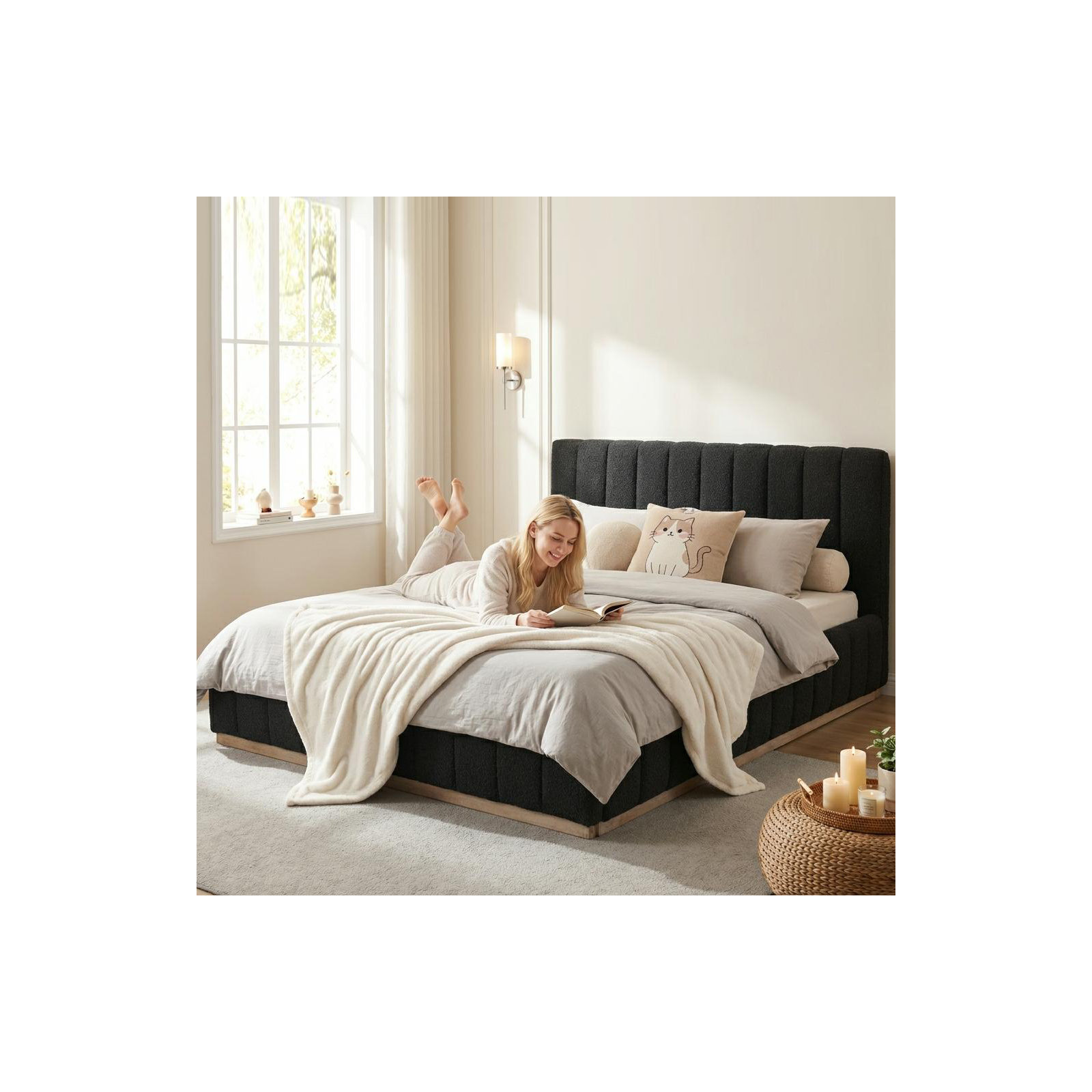 Braesyn Upholstered Bed, Black, Queen