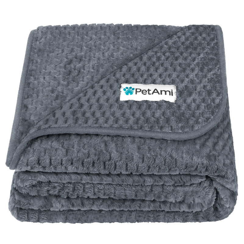 Large Charcoal Waterproof Fleece Dog Blanket
