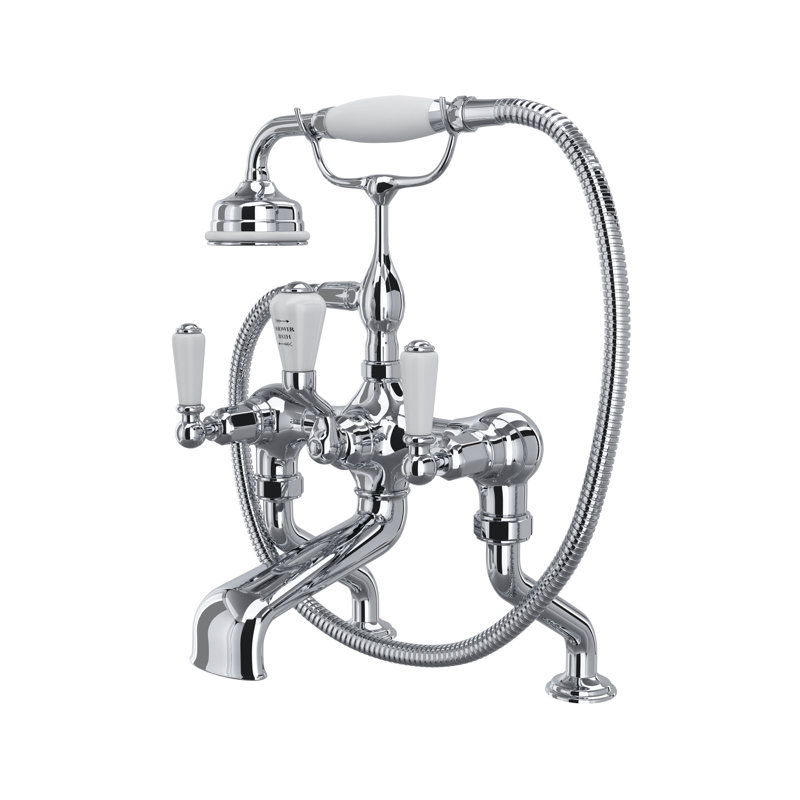Edwardian Traditional Exposed Deck Mount Tub Filler, Polished Chrome