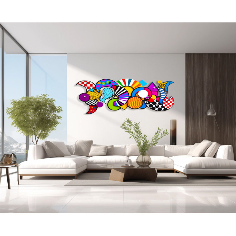 Pop Art Wall # 98 - Très grande sculpture graffiti pour un décor maximaliste, H 23 po x l 64 po x P 1 po