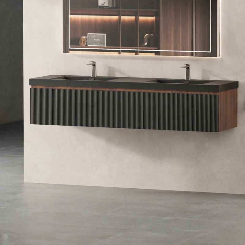 Ensemble de meuble-lavabo mural 72 po avec lavabo flottant 72 po