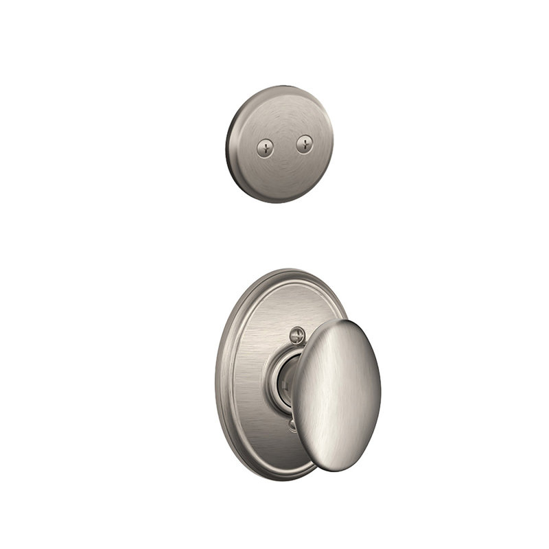 Inactive Interior Siena Knob Wakefield Rosette Dummy Entry Set (Exterior Portion Sold Separately), Satin Nickel