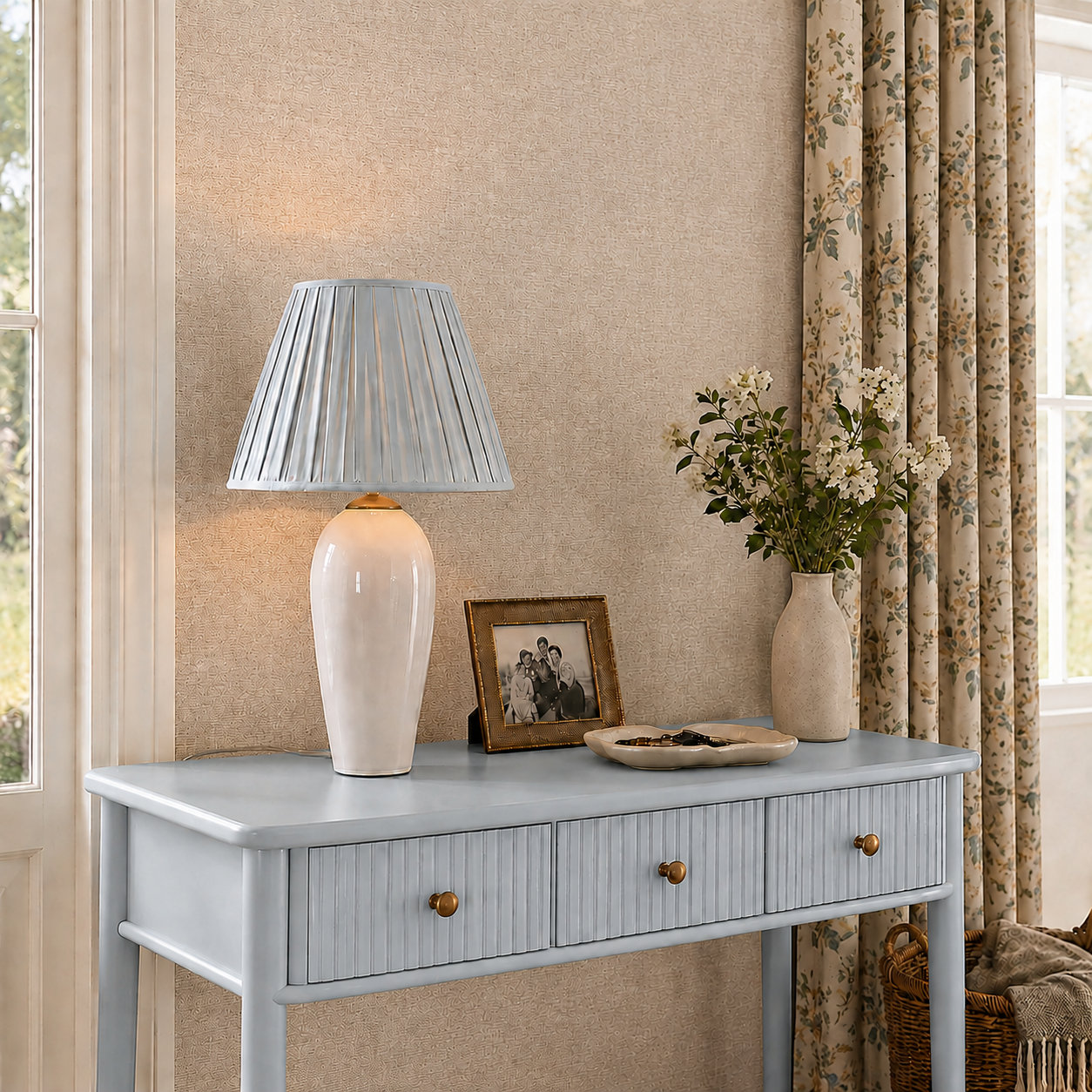 Ceramic Table Lamp, Blue
